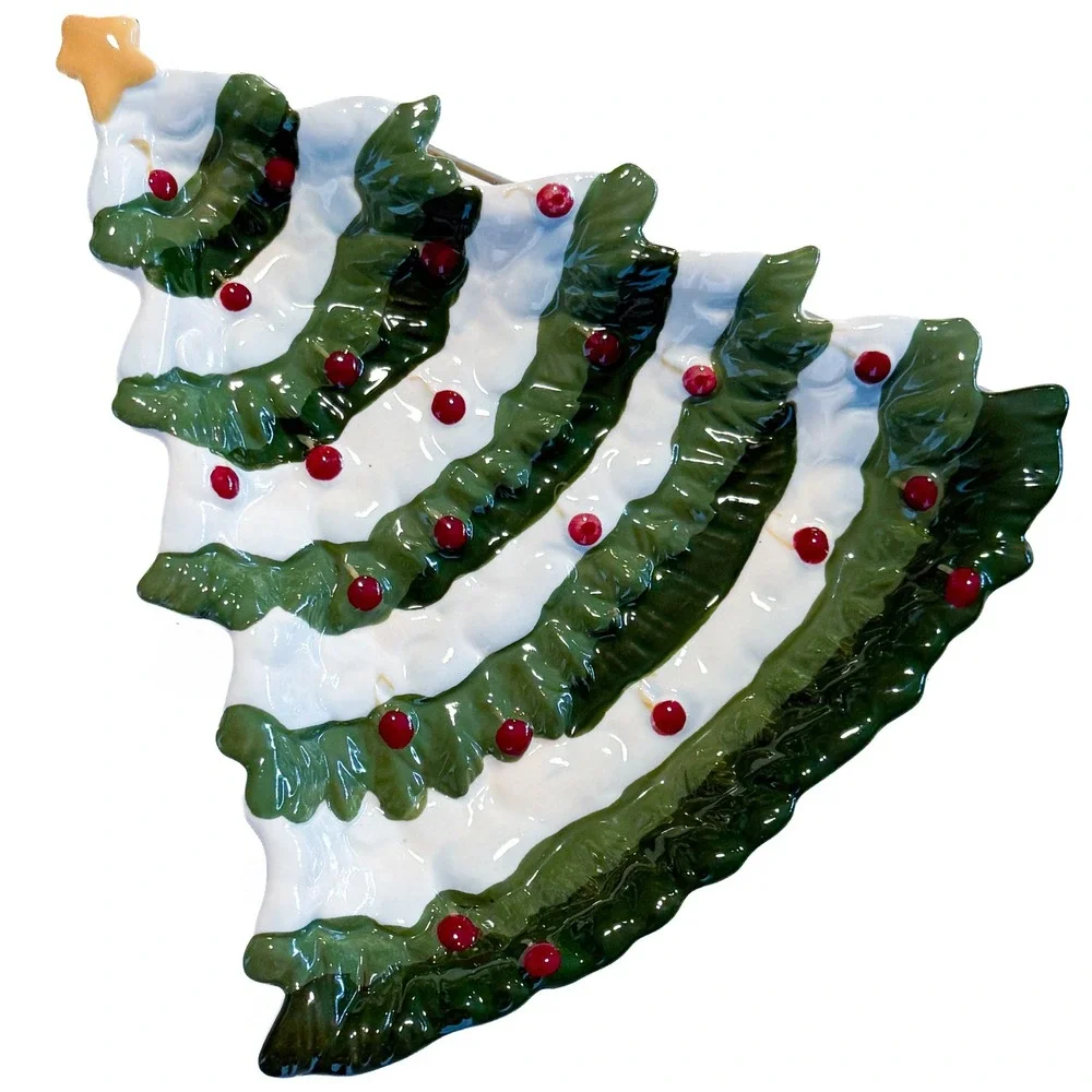 Park Designs Teresa Kogut Christmas Joys Ceramic Tree Trivet Spoon Rest Folk Art